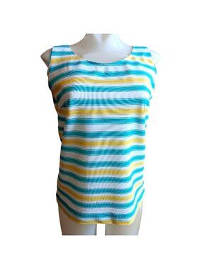 True Vintage Tank Top Single Stitch Medium Pykettes 1970's Striped Sleeveless